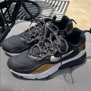 Nike Black and Gold Air 270 React Sneakers